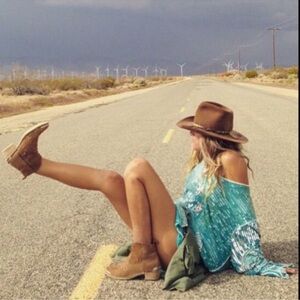 Spell Brown Tan Suede‎ Cactus Rose Western Boho Boot Booties EU 37